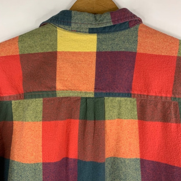 100% cotton, multi color plaid flannel button down shirt boho cabincore - Picture 2 of 11